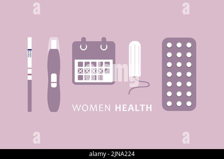 Frauen Gesundheit Empfängnisverhütung und Hygiene Infografik Stock Vektor