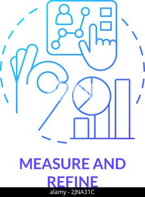 Symbol für das Konzept des blauen Farbverlaufs messen und verfeinern Stock Vektor