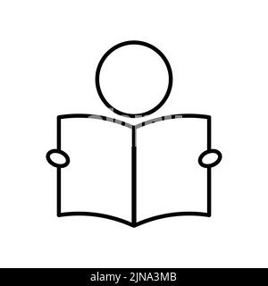 Lesen Symbol. Menschen mit Buch. Symbol im Zusammenhang mit Bildung. Linie Symbol Stil. Einfaches Design bearbeitbar Stock Vektor