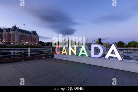 Kanada unterzeichnen mit der Legislative Versammlung von British Columbia und dem Empress Hotel in der Hauptstadt Stockfoto