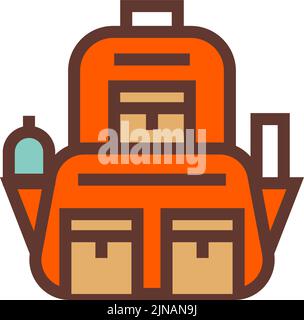 Symbol für die farbige Linie des Rucksacks. Reisetaschensymbol Stock Vektor