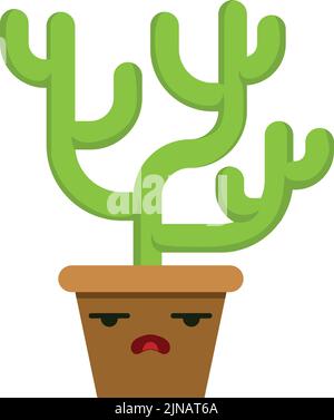 Zimmerpflanze mit traurigem Gesicht. Niedlicher Kaktus-Topf-Charakter Stock Vektor