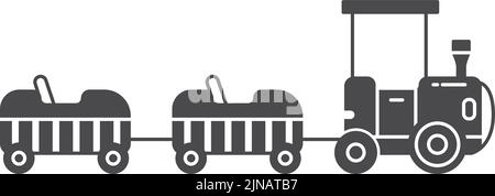 Schwarzes Symbol für den Kinderzug. Vergnügungspark Eisenbahn Stock Vektor
