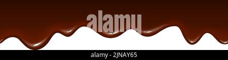 Fließendes Karamell. Tropfende Schokolade. Realistischer süßer Rand Stock Vektor
