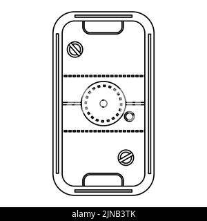 Air Hockey Tabelle Spiel Vektor Symbol Illustration Umriss. Unterhaltung Spaß isoliert weißen Hintergrund und Indoor Freizeit Wettbewerb Linie dünn Stock Vektor