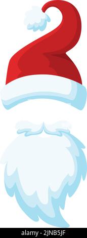 Weihnachtsmann Karnevalsmaske. Cartoon Fotokabine Zubehör Stock Vektor