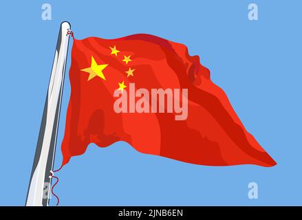 Flagge Chinas. Winken im Wind. Vektor Stock Vektor