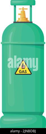 Grüner Tank mit brennbarem Gas. Cartoon Kraftstoffbehälter isoliert auf weißem Hintergrund Stock Vektor