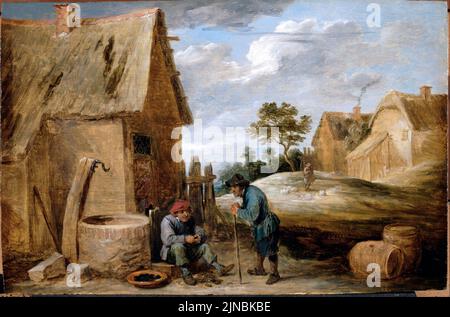 Teniers, David der Jüngere - Ein Bauer, der Muscheln isst Stockfoto