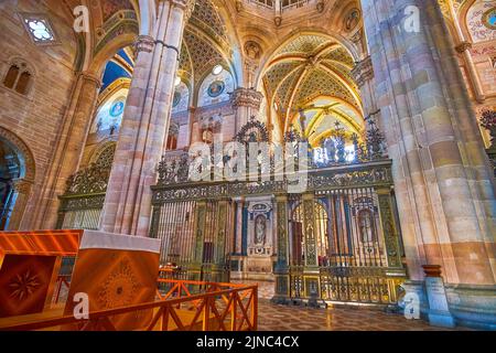 CERTOSA DI PAVIA, ITALIEN - 9. APRIL 2022: Spaziergang in der Hauptkirche des Klosters Certosa di Pavia, am 9. April in Certosa di Pavia, Italien Stockfoto