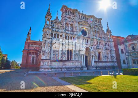 Besuchen Sie das Kloster Certosa di Pavia, eine der aufregendsten Komplexen der Lombardei, Italien Stockfoto