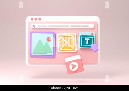 3D SEO-Optimierung, Web-Analyse und seo-Marketing Social-Media-Konzept. 3D Abbildung Stockfoto