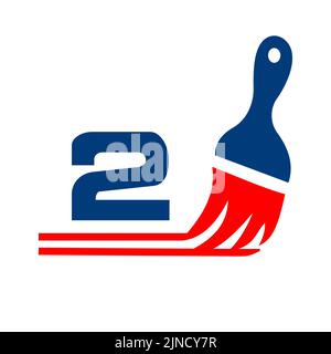 Malen Logo auf Brief 2 Zeichen. Pinsel-Element, Hausfarbe, Malerei Dienstleistungen, Malerei Logo Vorlage Stock Vektor