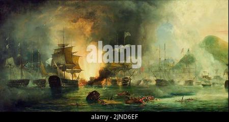 Die Schlacht von Navarino 20. Oktober 1827 Stockfoto