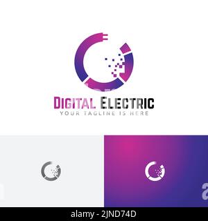 Logo Der Digital Electric Power Plug Circle Technology Stock Vektor