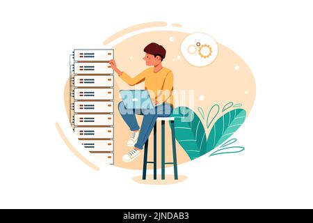Produktteams Illustrationskonzept. Flache Abbildung isoliert auf weißem Hintergrund Stock Vektor
