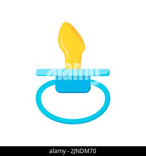 Schnuller Baby Schnuller mit Brustwarzenvektor-Symbol auf weißem Hintergrund isoliert. Stock Vektor