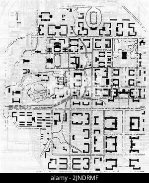 Der Campus-Plan der Universität Tsinghua, 1960 Stockfoto