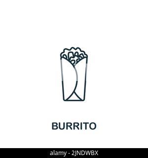 Burrito-Symbol. Monochromes Fastfood-Symbol mit einfacher Linie für Vorlagen, Webdesign und Infografiken Stock Vektor