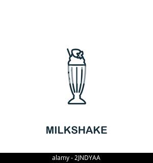 Milchshake-Symbol. Monochromes Fastfood-Symbol mit einfacher Linie für Vorlagen, Webdesign und Infografiken Stock Vektor