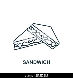 Sandwich-Symbol. Monochromes Fastfood-Symbol mit einfacher Linie für Vorlagen, Webdesign und Infografiken Stock Vektor
