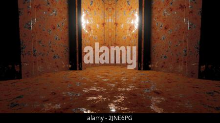 Futuristic Background Glowing Fluorescent Garage Underground Parking Car Showcase Empty Dimmed Gray Abstract Background Space Age Concept 3D Rendering Stockfoto