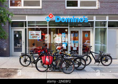 Domino's Pizza, 196 Stanton St, New York, NYC Foto von einer Pizzeria in Manhattans Lower East Side Nachbarschaft. Stockfoto