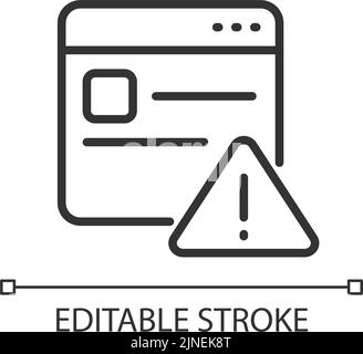 Website-Fehler Pixel perfektes lineares Symbol Stock Vektor