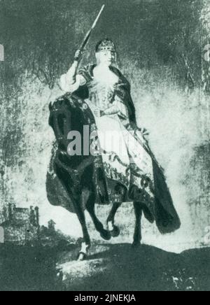 Die Krönung Schwert-Striche von Maria Theresa in Pressburg Stockfoto