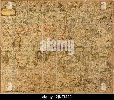 Das Land fünfundzwanzig Meilen um London - geplant von einer Meile bis zu einem Zoll Stockfoto