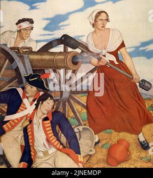 „Molly Pitcher“, veröffentlicht am 17,1938. Juni im American Weekly Sunday Magazine, gemalt von Edmund Dulac für die Serie „Fighting Women“. Stockfoto