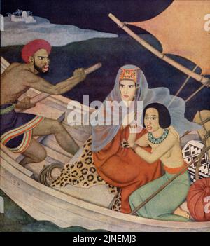 „Zenobia“ erschien am 26. Juni 1938 im American Weekly Sunday Magazine, gemalt von Edmund Dulac für die Serie „Fighting Women“. Stockfoto