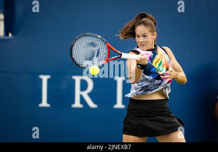 Daria Kasatkina aus Russland im Kampf gegen Bianca Andreescu aus Kanada während der ersten Runde des WTA 1000 Tennisturniers der National Bank Open 2022 am 9. August 2022 in Toronto, Kanada - Foto: Rob Prange/DPPI/LiveMedia Stockfoto