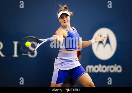 Bianca Andreescu aus Kanada im Kampf gegen Daria Kasatkina aus Russland während der ersten Runde des Tennisturniers der National Bank Open WTA 1000 2022 am 9. August 2022 in Toronto, Kanada - Foto: Rob Prange/DPPI/LiveMedia Stockfoto