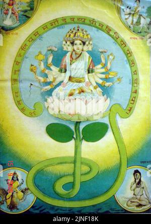 Das ''Gayatri-Mantra'' wurde zu einer Göttin personifiziert Stockfoto