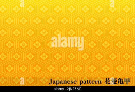 Japanisches Goldpapier und japanisches Muster: Die Schildkrötenschale von Hanabishi, Transration: Die Schildkrötenschale von Hanabishi Stock Vektor