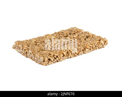 Kozinaki süße Dessertbar isoliert auf weißem Hintergrund. Kozinaki ist eine orientalische Süßigkeit aus geschälten Samen, die mit Melasse gemischt werden. Stockfoto