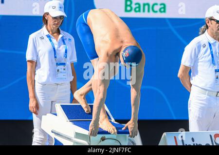 ROM, ITALIEN - 11. AUGUST: Christoffer an Haarsaker von Norwegen während des Brustschlages der Männer 100m beim European Aquatics Roma 2022 im Stadio del Nuoto am 11. August 2022 in Rom, Italien (Foto: Nikola Krstic/Orange Picles) Stockfoto