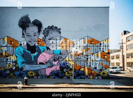 Graffiti-Wandgemälde in Bushwick, Brooklyn, New York City Stockfoto