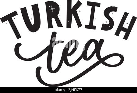 Türkische Traditionen der Teezeremonie. Teezeit. Dekorative Elemente für Ihr Design. Vektor-Illustration mit orientalischer Tasse auf weißem Hintergrund. Stock Vektor