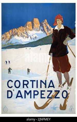 Cortina d’Ampezzo. Künstler unbekannt. Plakat veröffentlicht 1923 in Italien. Stockfoto