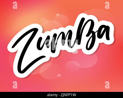 Zumba Dance Studio Text. Kalligraphie Wort Banner Design. Aerobe Fitness. Vektor-Handschriftzug Illustration auf weißem Hintergrund. Stock Vektor