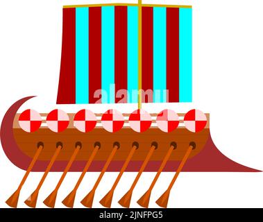 Altes Kriegsschiff isoliert auf Weiß Stock Vektor
