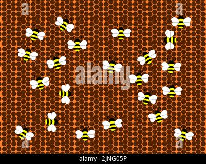 Honigbienen im Bienennest Stock Vektor