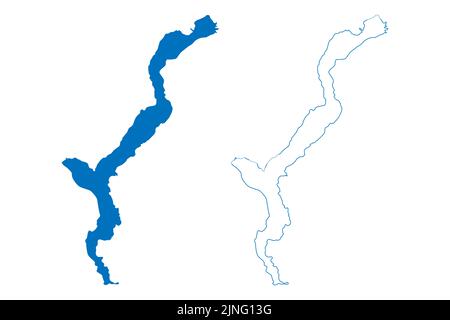 Lago Maggiore (Italienische Republik, Italien, Schweiz, Schweizerische Eidgenossenschaft) Kartenvektordarstellung, Skizze Lago Verbano Karte Stock Vektor