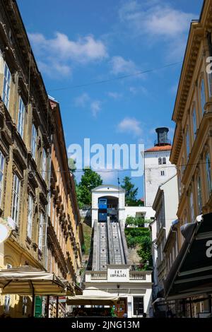 Die Zagreb Funicular war die erste Form des öffentlichen Verkehrs in Zagreb Stockfoto