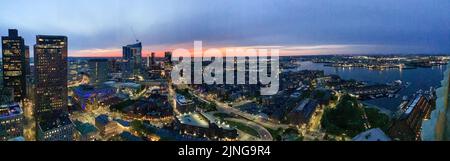 Skyline-Panorama von Boston mit Blick nach Norden in Richtung North End und Charlestown Stockfoto