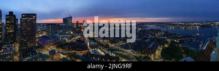 Skyline-Panorama von Boston mit Blick nach Norden in Richtung North End und Charlestown Stockfoto