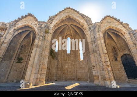 Kirche der Jungfrau Maria vom Burgh im historischen Zentrum von Rhodos-Stadt, Griechenland, Europa. Stockfoto