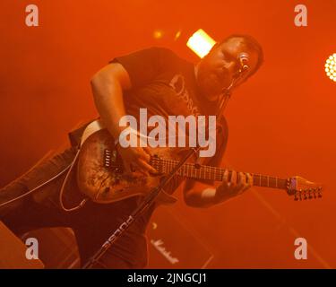 Catton Park, Großbritannien. 11. August 2022. Thuum tritt am Eröffnungsabend des Bloodstock Open Air Festivals auf der S.O.P.H.I.E. Bühne auf. Kredit: Will Tudor/Alamy Live Nachrichten Stockfoto